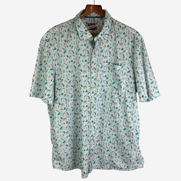 Johnnie O Floaty Hangin' Out Button Up Shirt XL Malibu Novelty Print Prep - Picture 3 of 13
